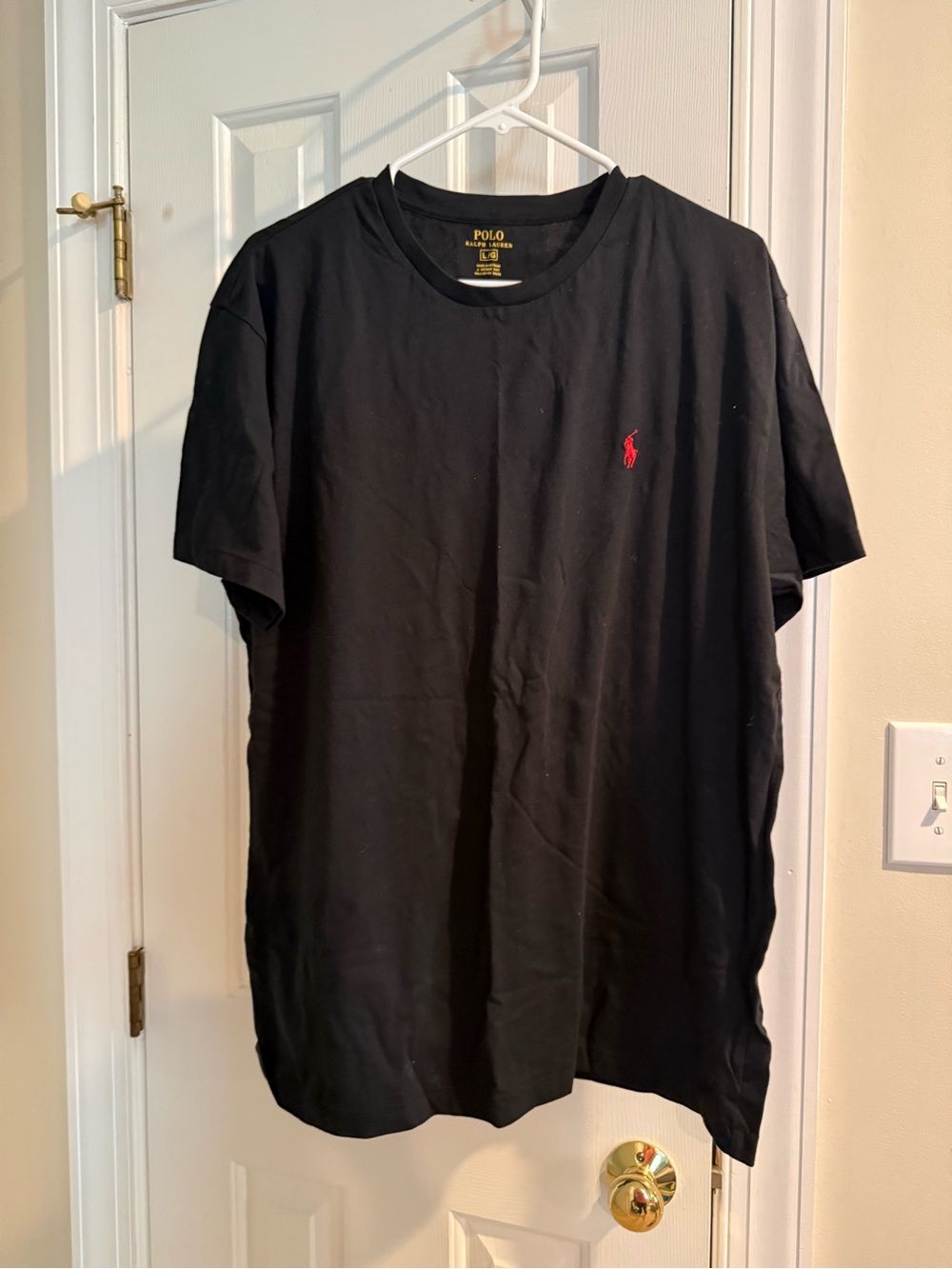 Polo by Ralph Lauren Black Crewneck Tee with Red Pony Embroidery